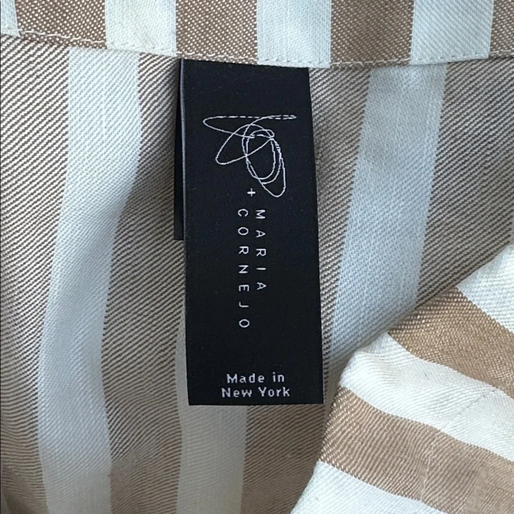 Zero + Maria Cornejo Sleeveless Stripe Folded High-Neck Dress Size 12